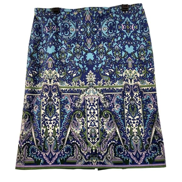 Talbots Black Label Womens Cotton Blend Paisley Lined A-Line Skirt Size 12 New